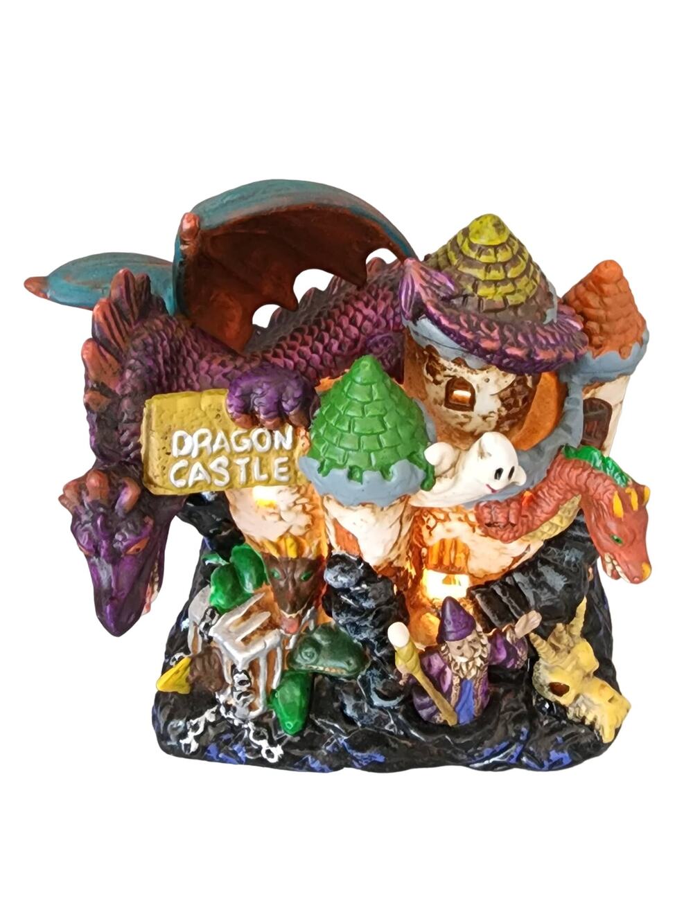 Dragon Castle Haunted Halloween Electric Luminary Night Light Table Decor Works